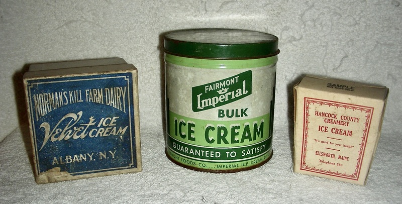 Yellow Cardboard Ice Cream box container Midcentury decor Vintage Ice Cream Advertising 1940s Ice Cream Carton Maplewood NOS Packaging